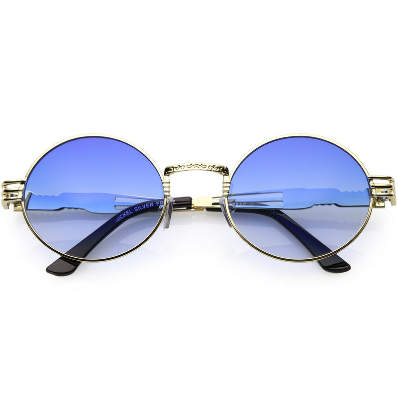 Retro 1990s Oval Steampunk Flat Lens Sunglasses Zerouv 