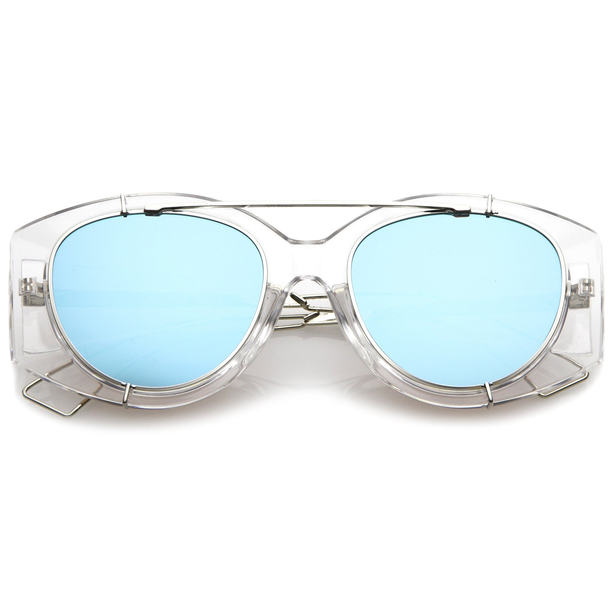 Futuristic Translucent Mirrored Flat Lens Aviator Sunglasses Zerouv 