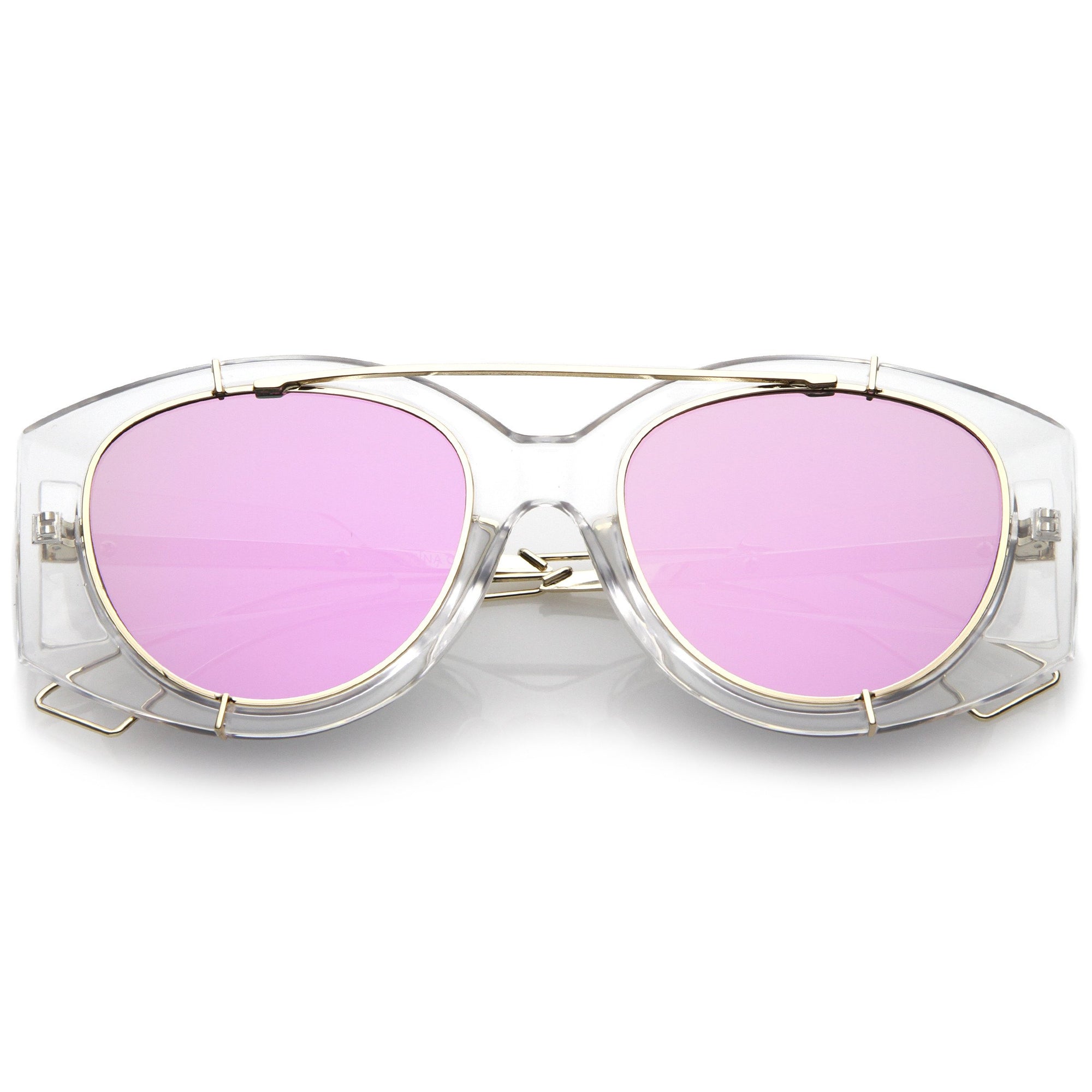 Futuristic Translucent Mirrored Flat Lens Aviator Sunglasses Zerouv 