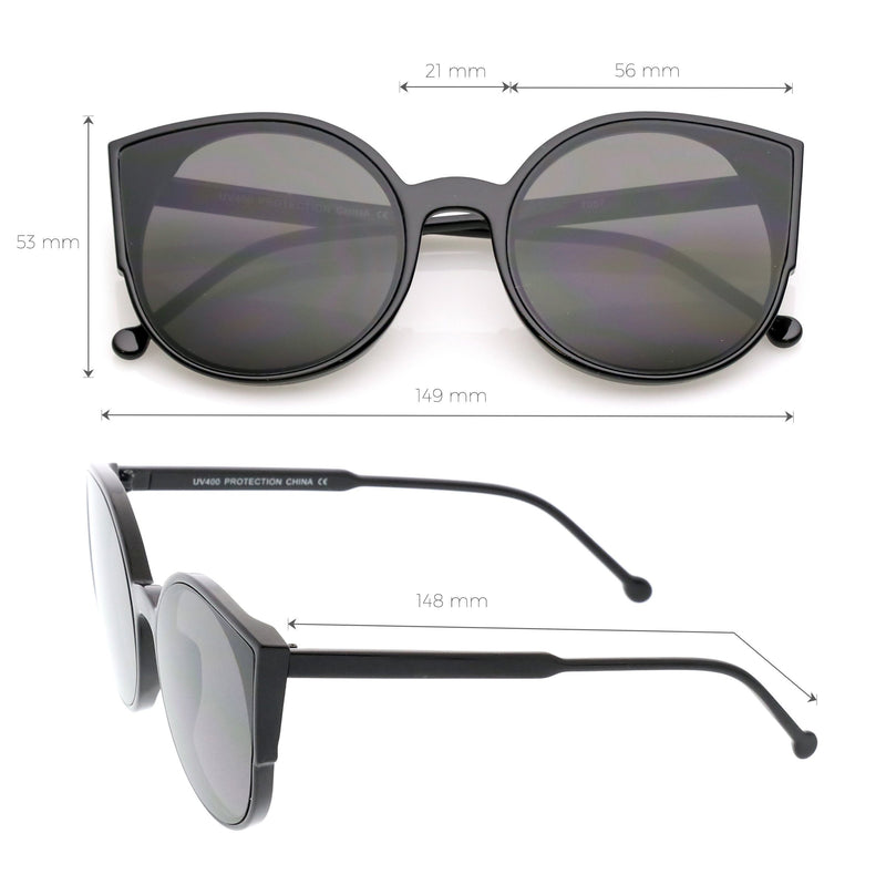 Retro Modern Slim Profile Flat Lens Cat Eye Sunglasses - zeroUV