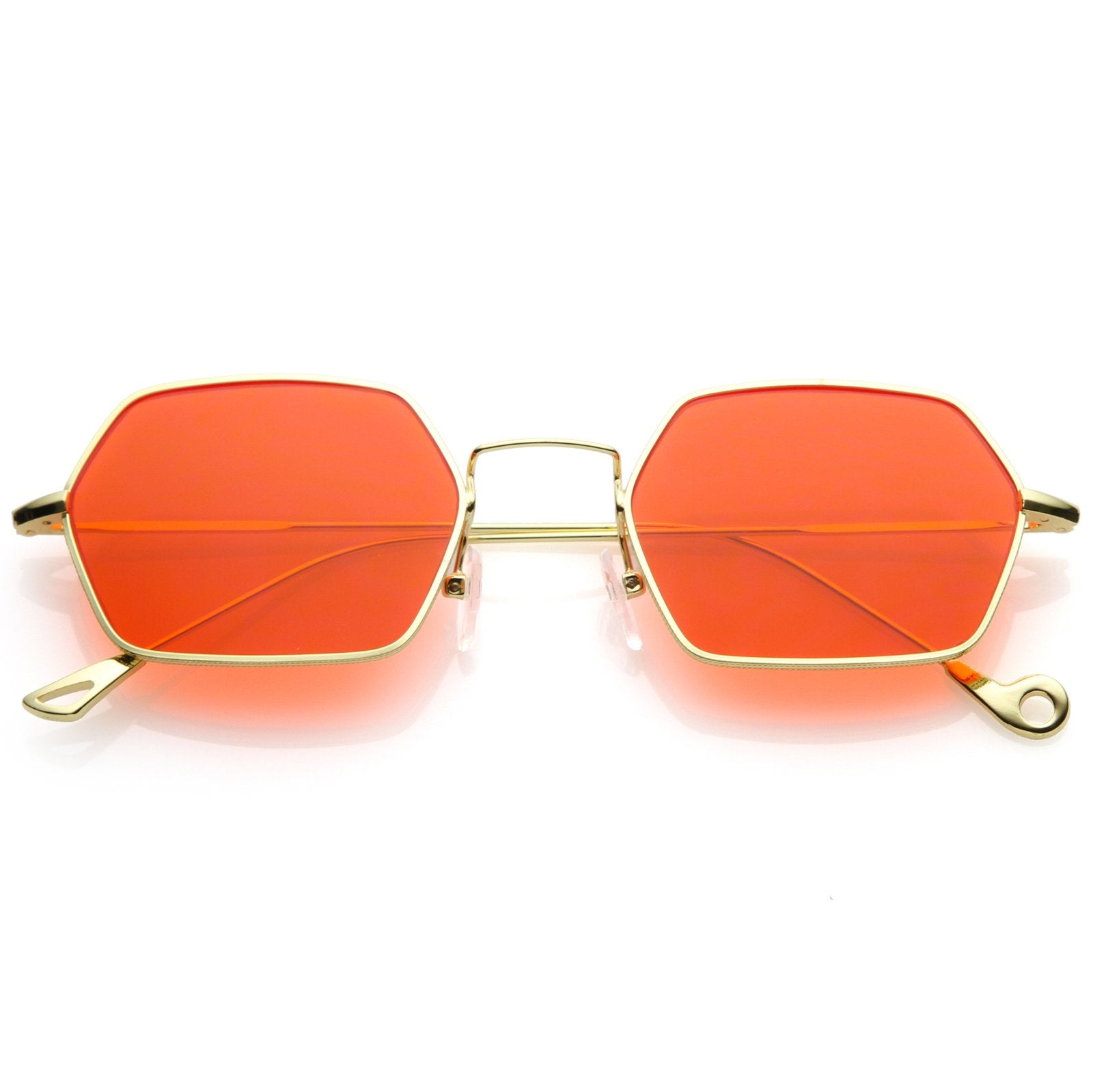 Retro Small Hexagon Colored Flat Lens Metal Frame Sunglasses Zerouv 