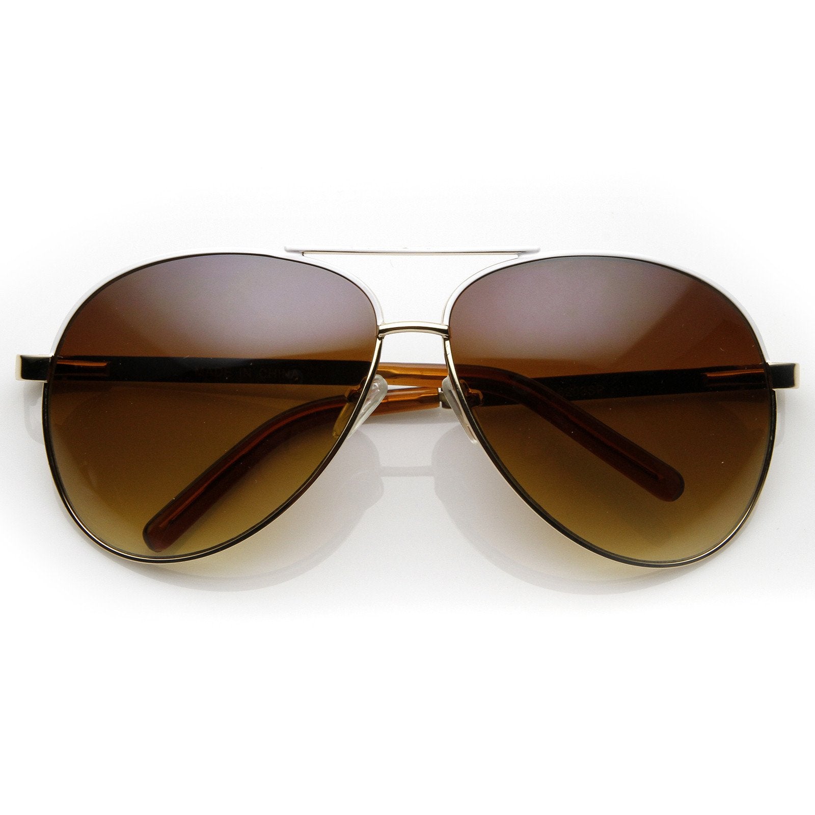 Designer Inspired Large Metal Aviator Sunglasses Zerouv