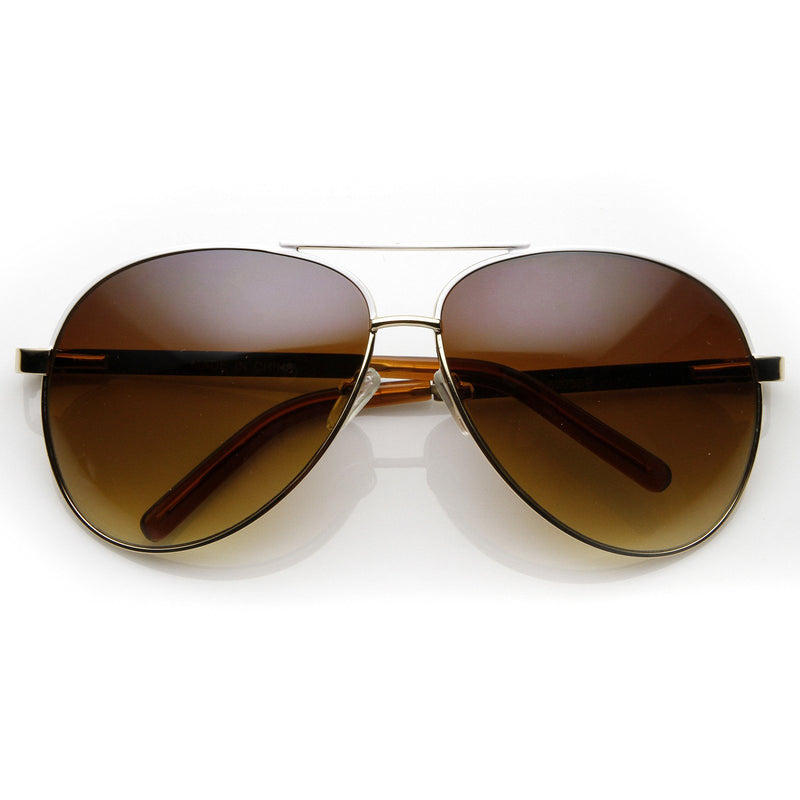 Designer Inspired Large Metal Aviator Sunglasses - zeroUV