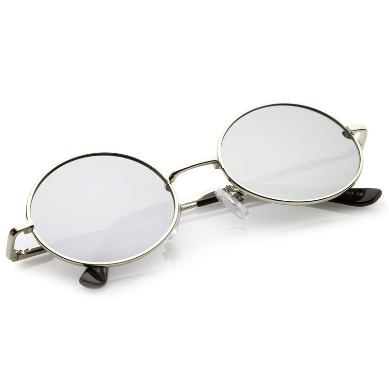 Retro 1990s Fashion Oval Mirrored Flat Lens Sunglasses Zerouv 