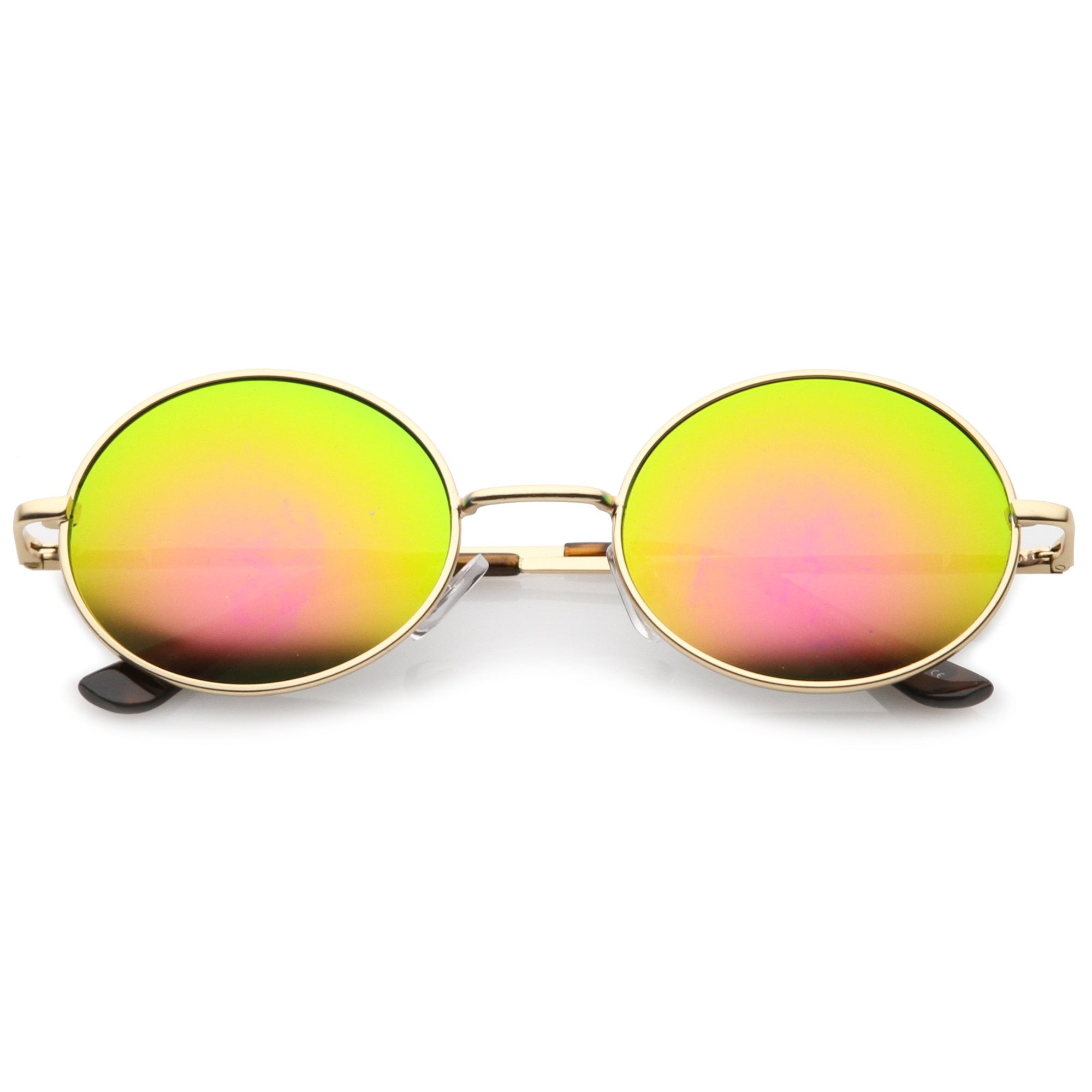 Retro 1990s Fashion Oval Mirrored Flat Lens Sunglasses Zerouv 