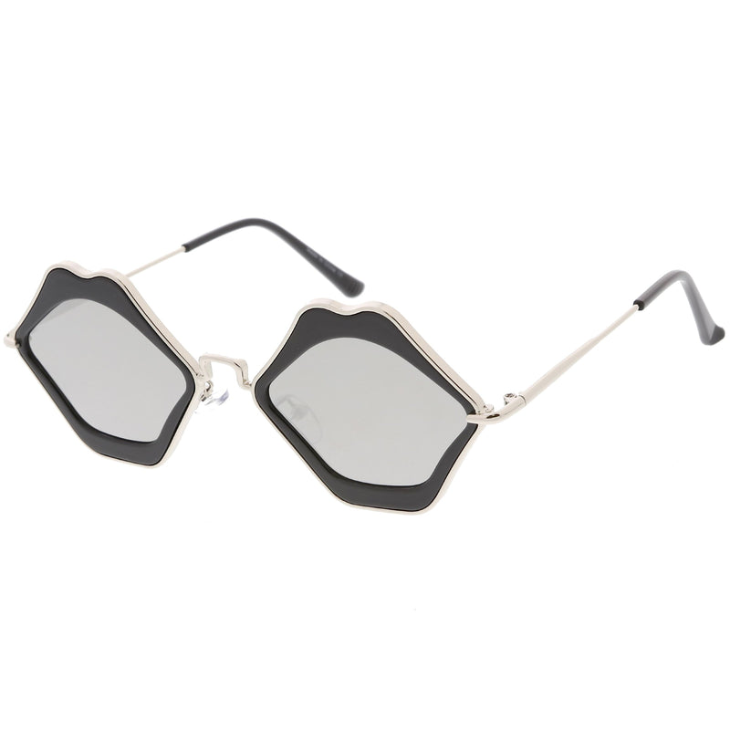 Oversize Thin Cross Brow Mirrored Flat Lens Sunglasses - zeroUV