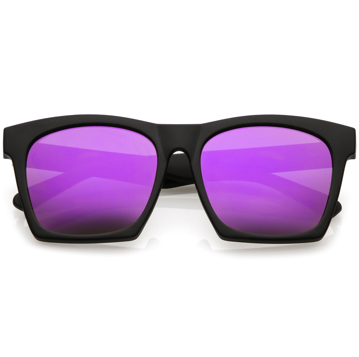 Modern Horned Rim Block Frame Flat Lens Sunglasses Zerouv 