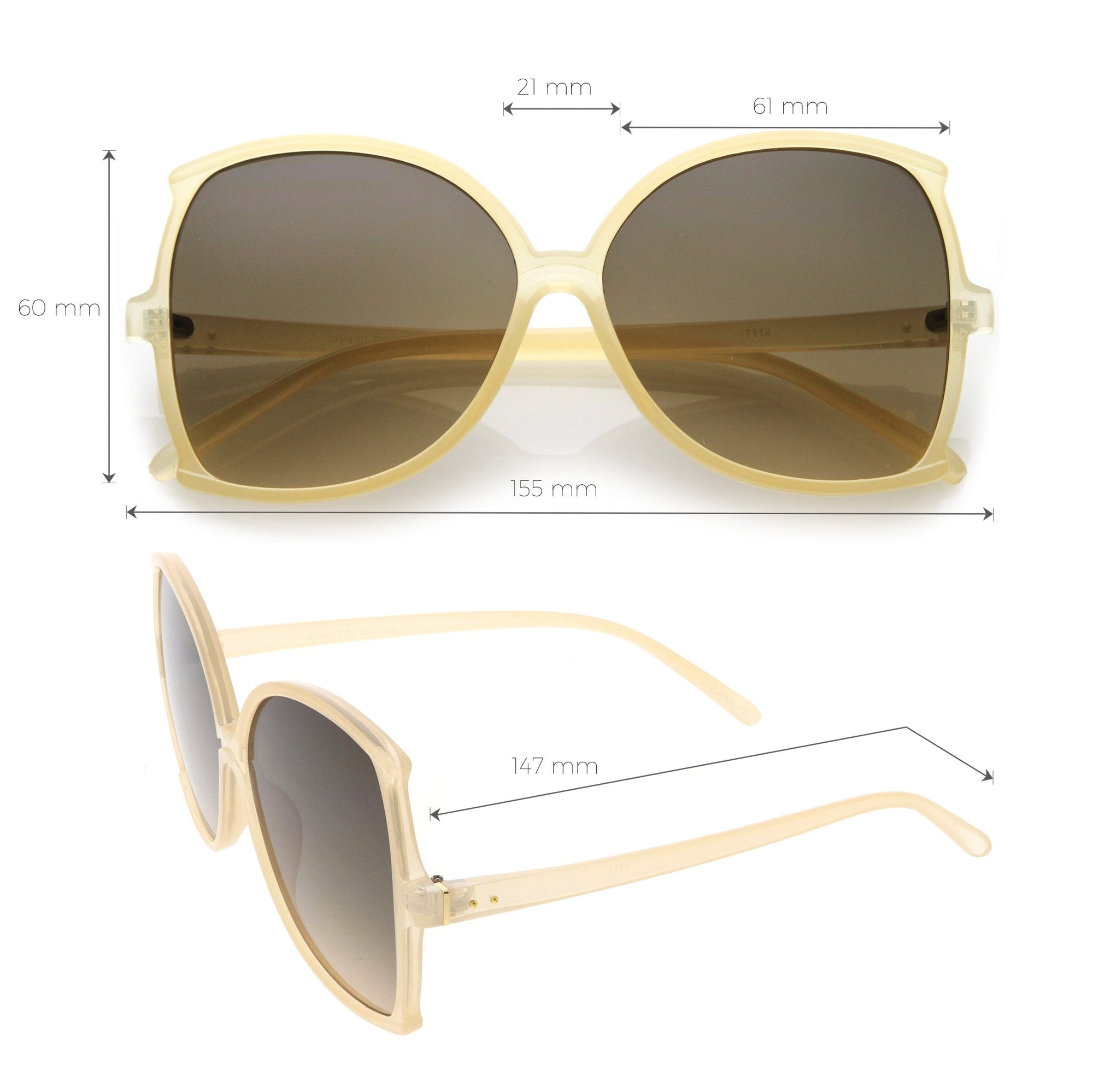 Oversize 1950's Retro Fashion Women's Square Sunglasses - zeroUV