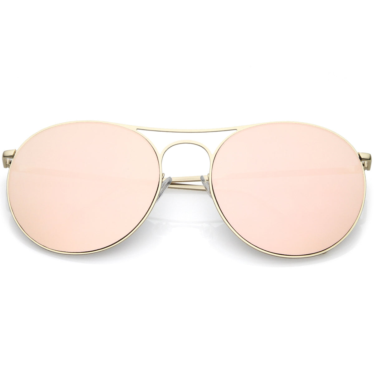 Retro Modern Oversize Round Mirrored Flat Lens Aviator Sunglasses Zerouv 