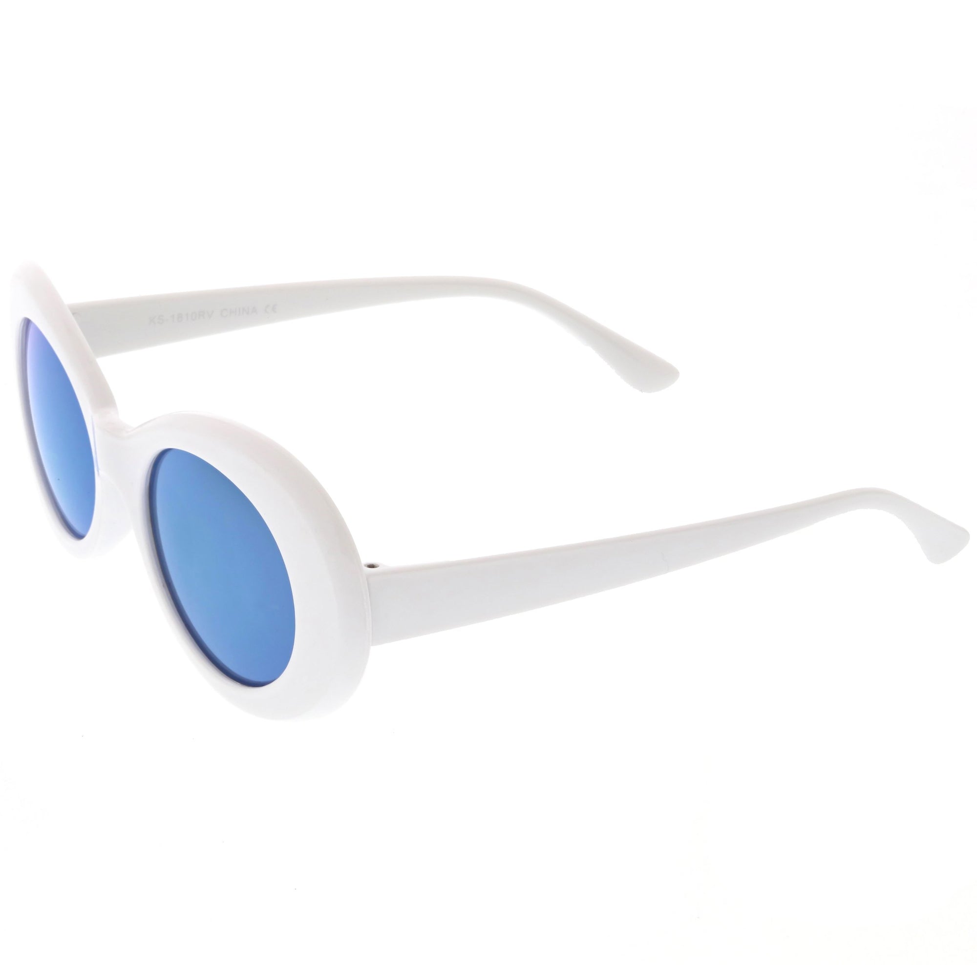 Retro 1990s Hipster Oval Mirrored Lens Sunglasses Zerouv 