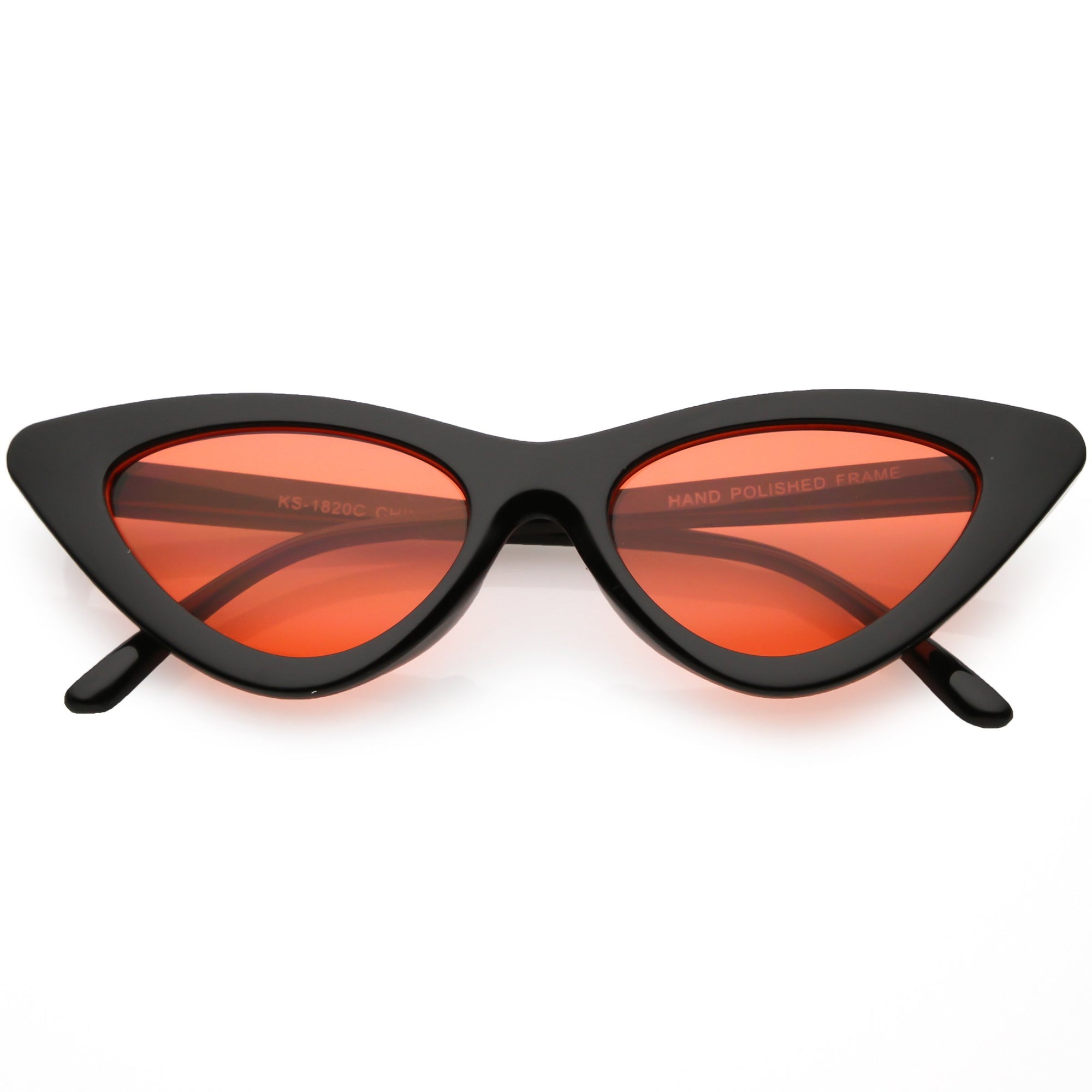 Women's Retro Flat Angle Colored Lens Black Frame Sunglasses - zeroUV