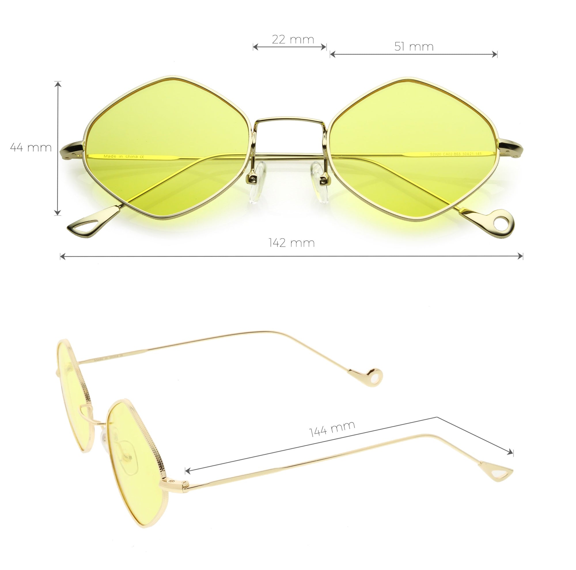 Trending Retro 1990s Diamond Pantone Lens Metal Sunglases Zerouv 