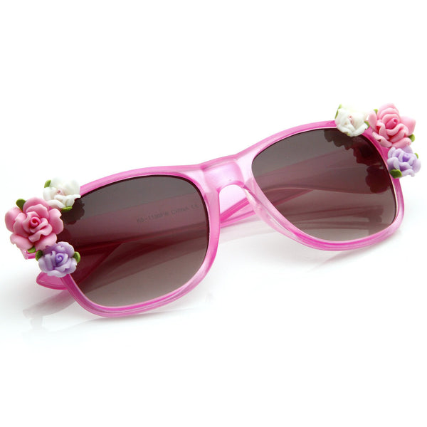 Spring Summer Flower Floral Horned Rim Sunglasses - zeroUV