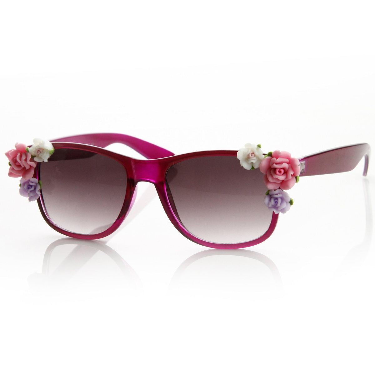 Spring Summer Flower Floral Horned Rim Sunglasses - zeroUV