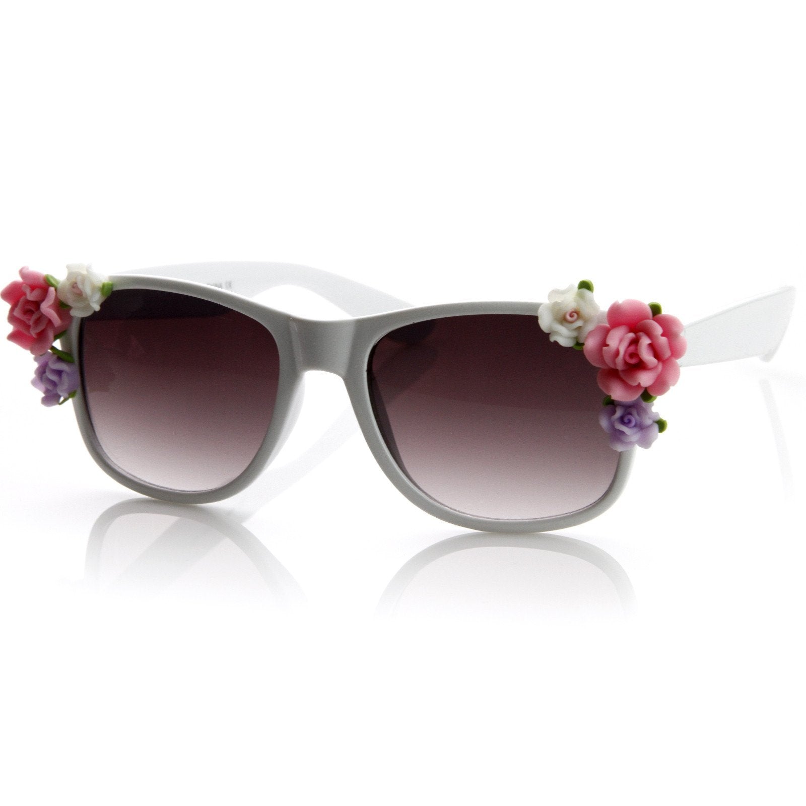 Spring Summer Flower Floral Horned Rim Sunglasses - zeroUV