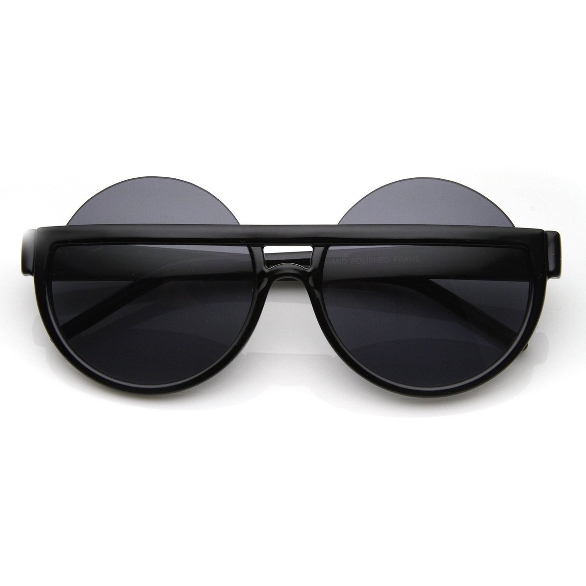 Womens Designer Oversize Round Half Frame Sunglasses - zeroUV