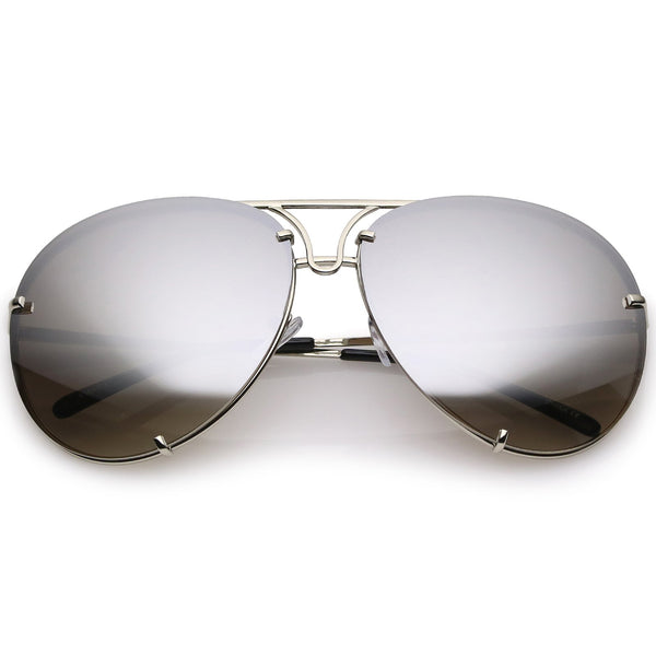 Retro Oversized Floating Mirrored Lens Aviator Sunglasses - zeroUV