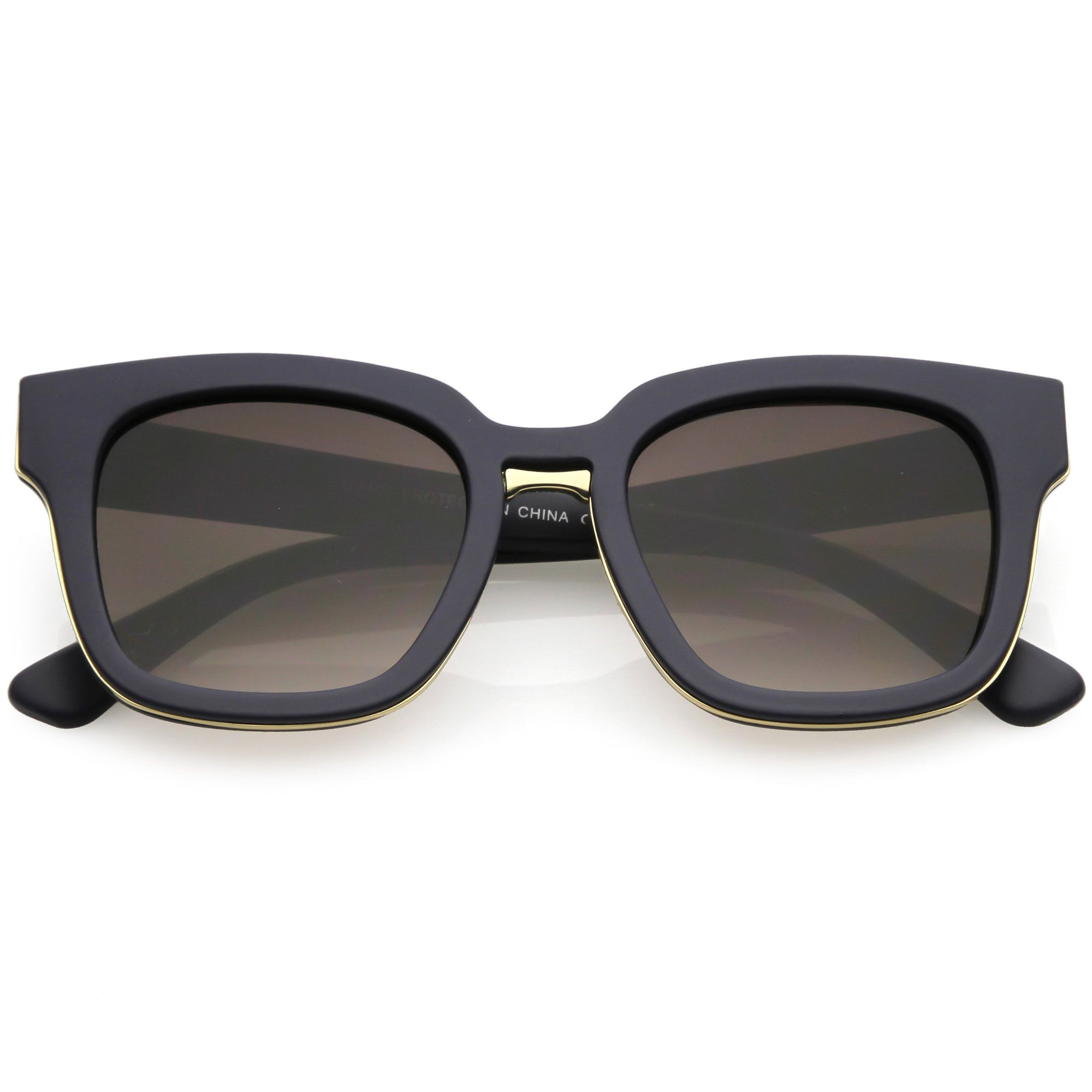 Indie Dapper Fashion Horned Rim Flat Lens Sunglasses - zeroUV