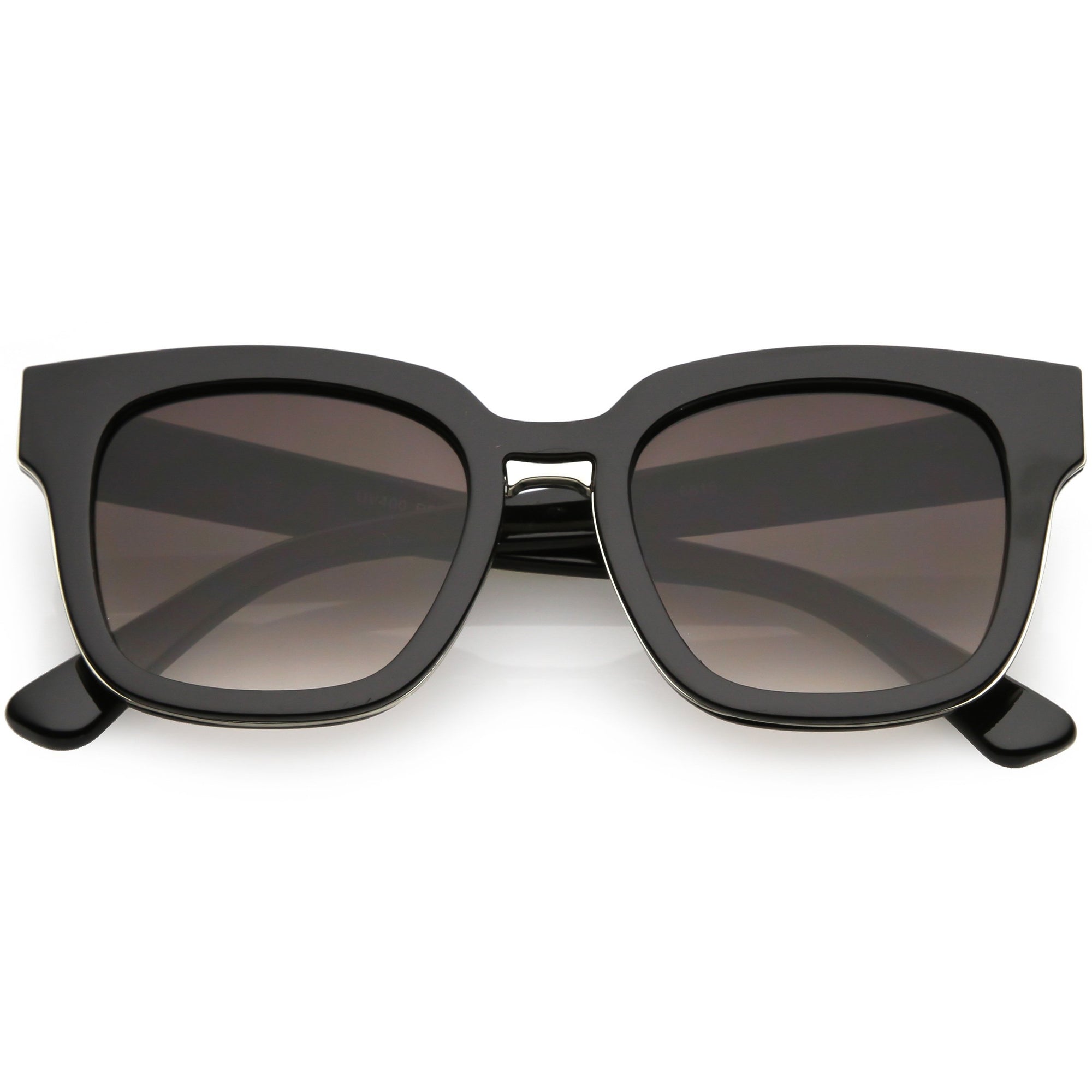 Indie Dapper Fashion Horned Rim Flat Lens Sunglasses - zeroUV