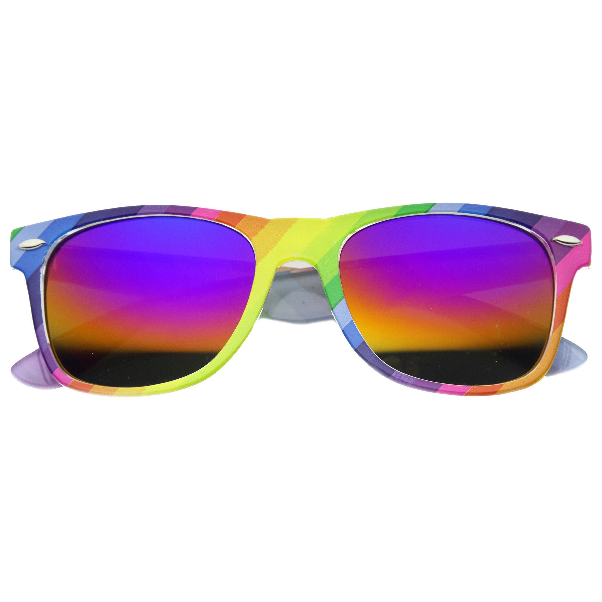 Party Rainbow Horned Rim Mirrored Lens Sunglasses Zerouv 