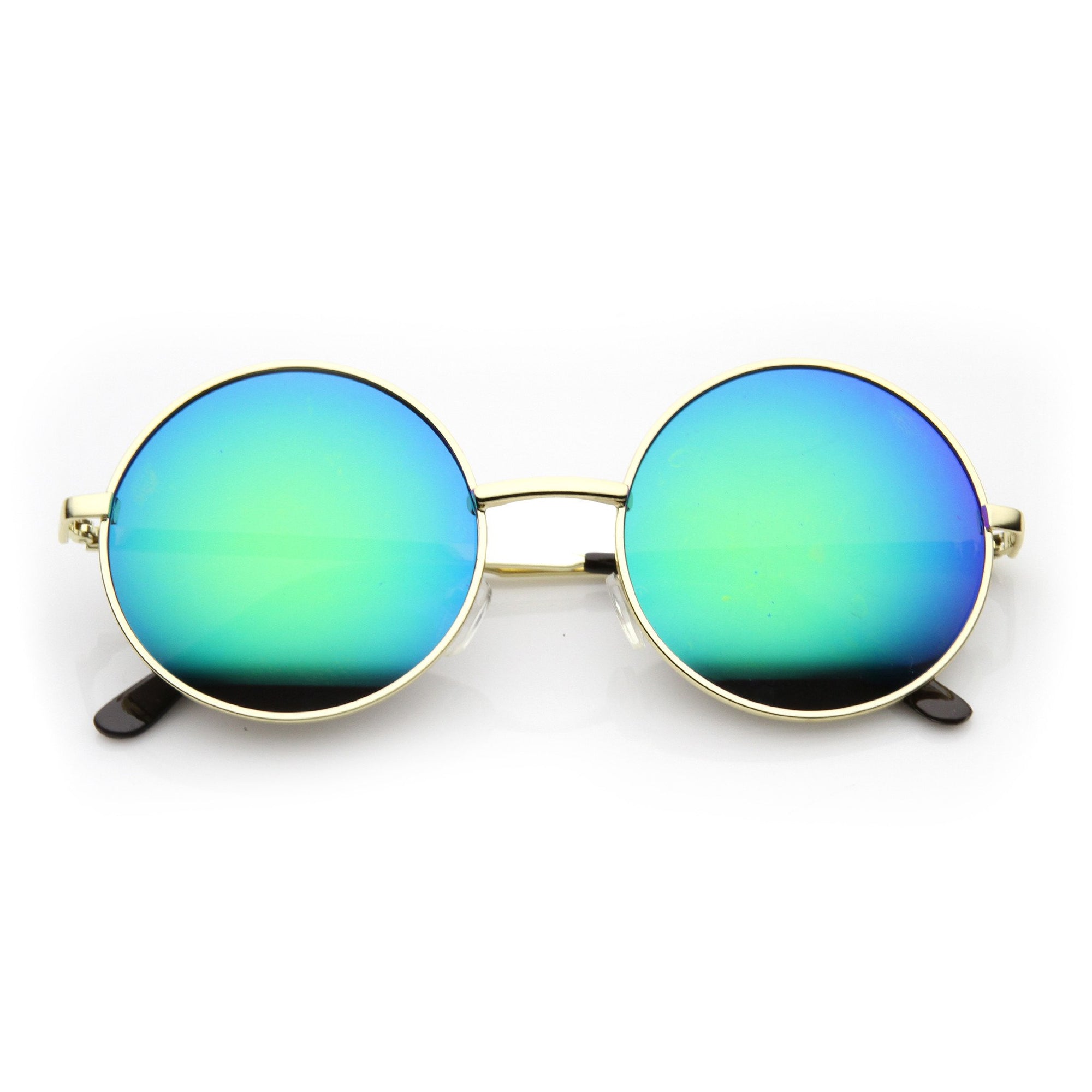 Retro Hippie Large Round Flash Lens Metal Sunglasses Zerouv 