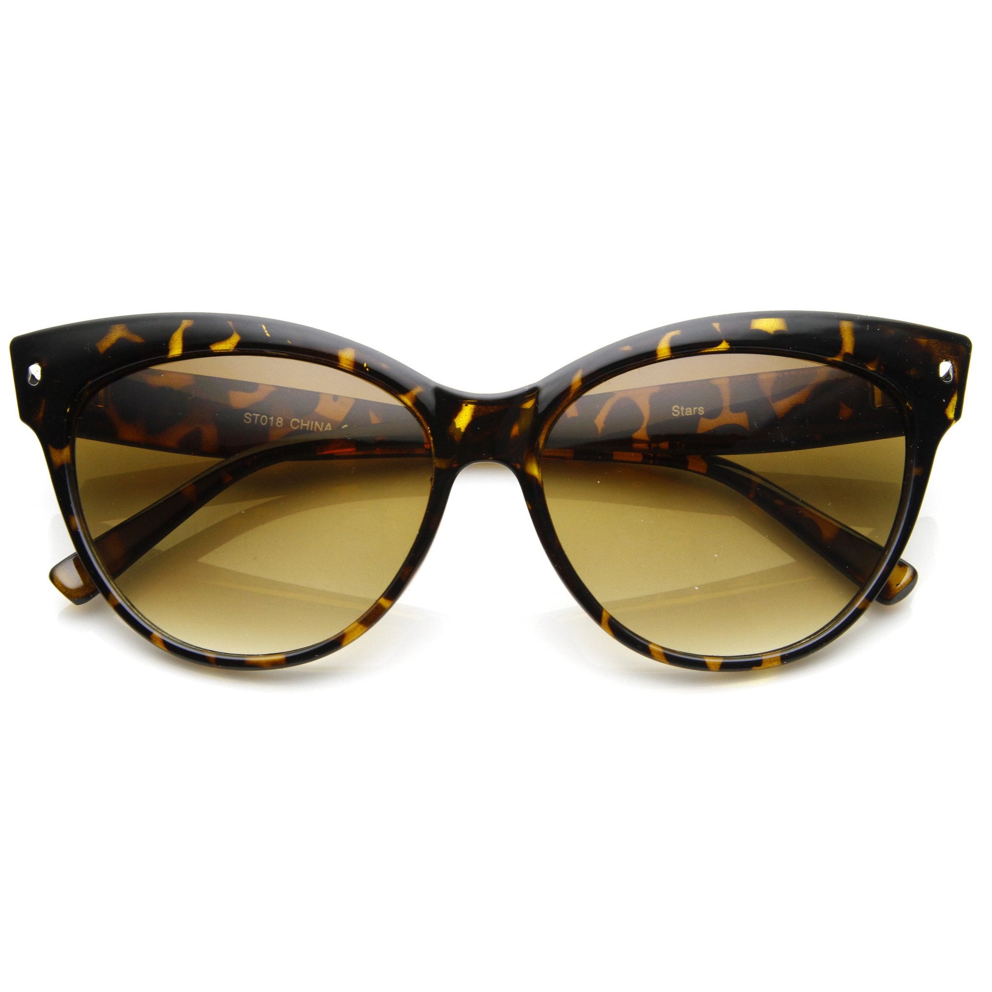 High Pointed Tip Inset Oversize Cat Eye Sunglasses Zerouv