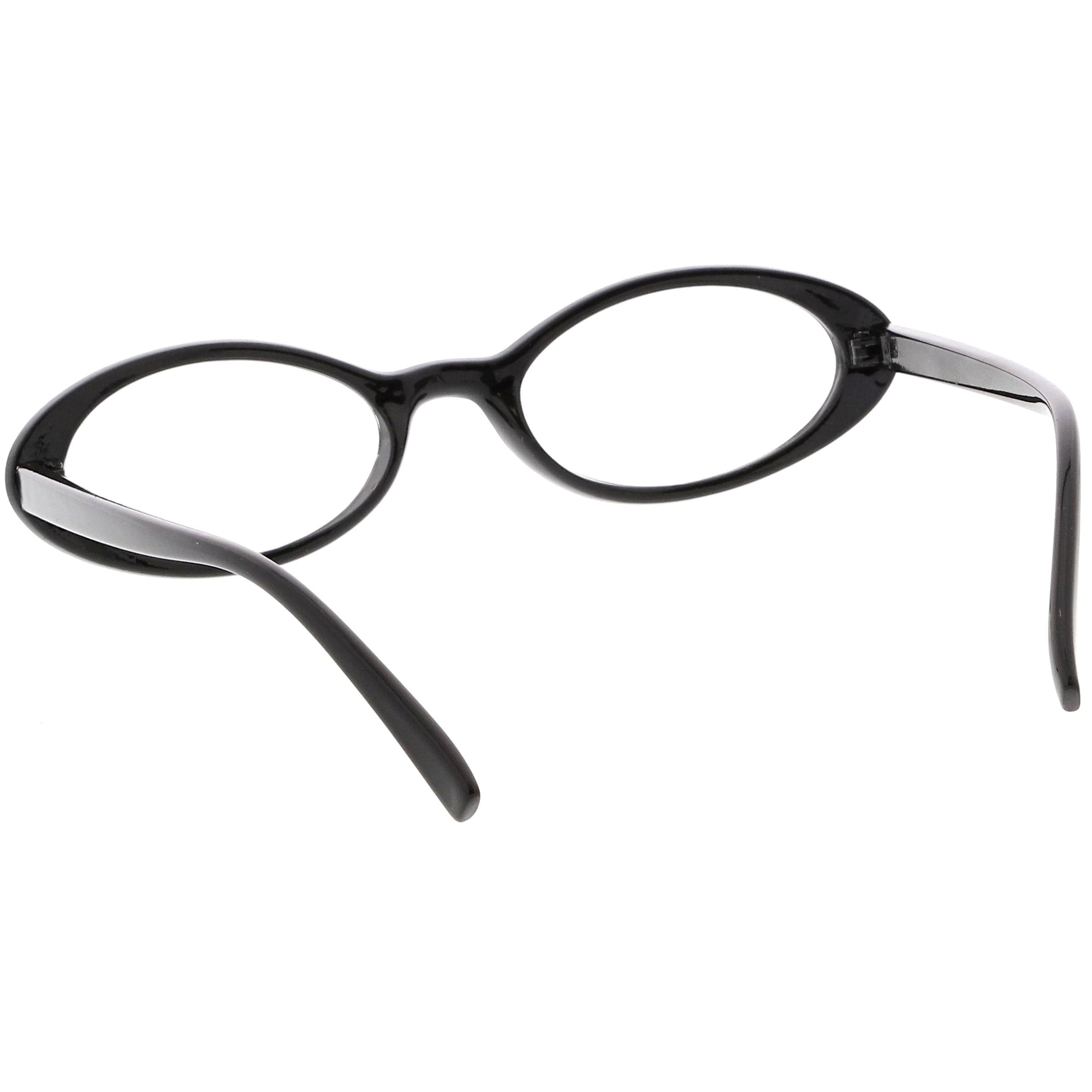 Women S Retro Dapper Small Oval Clear Lens Glasses Zerouv