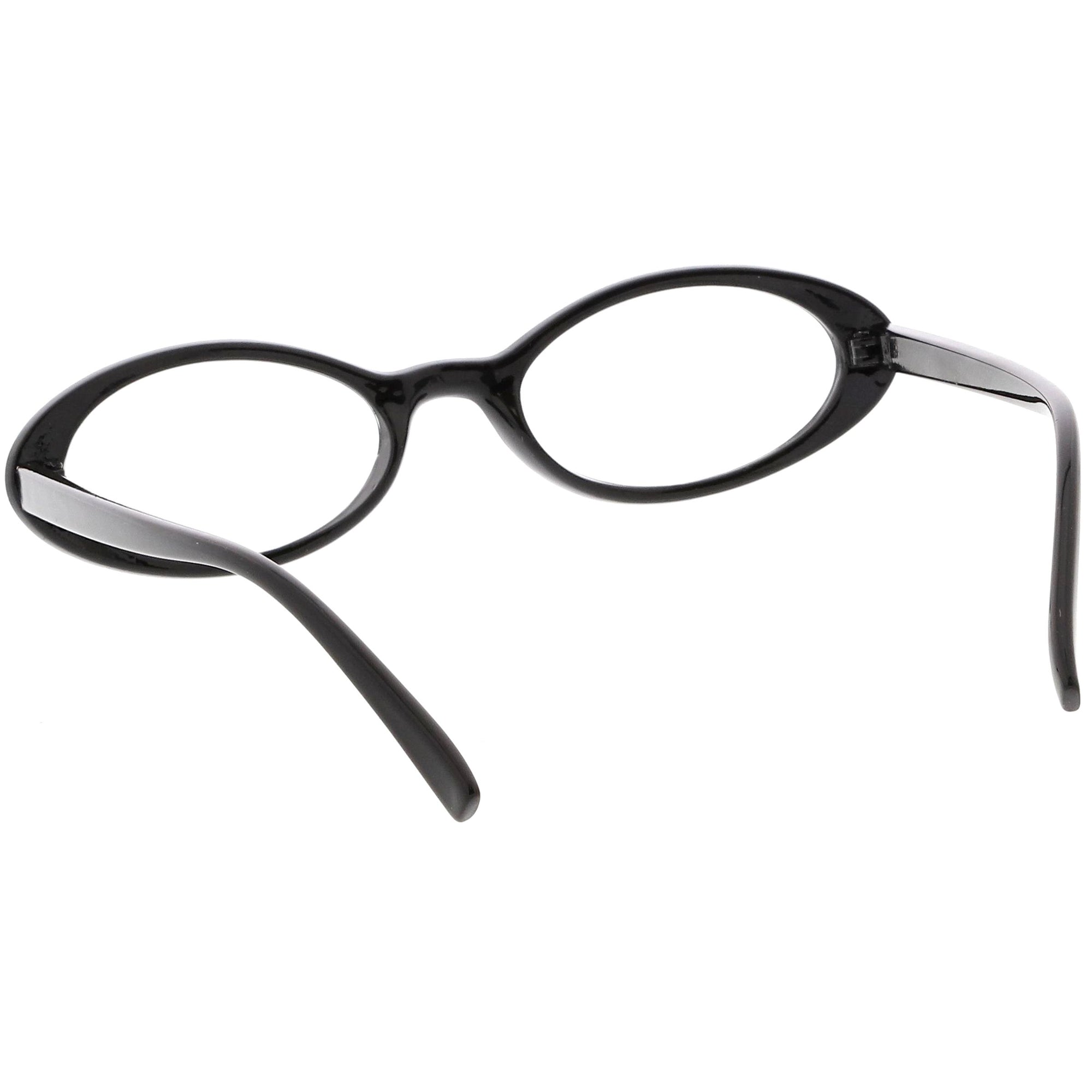 Womens Retro Dapper Small Oval Clear Lens Glasses Zerouv 