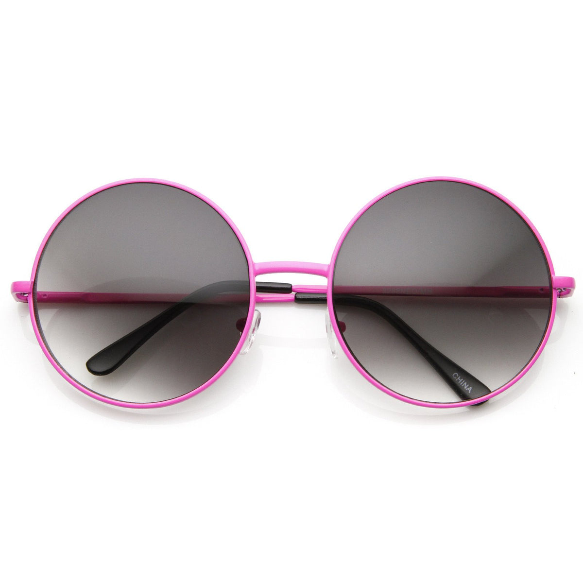 Women's Retro Oversize Metal Round Circle Sunglasses - zeroUV