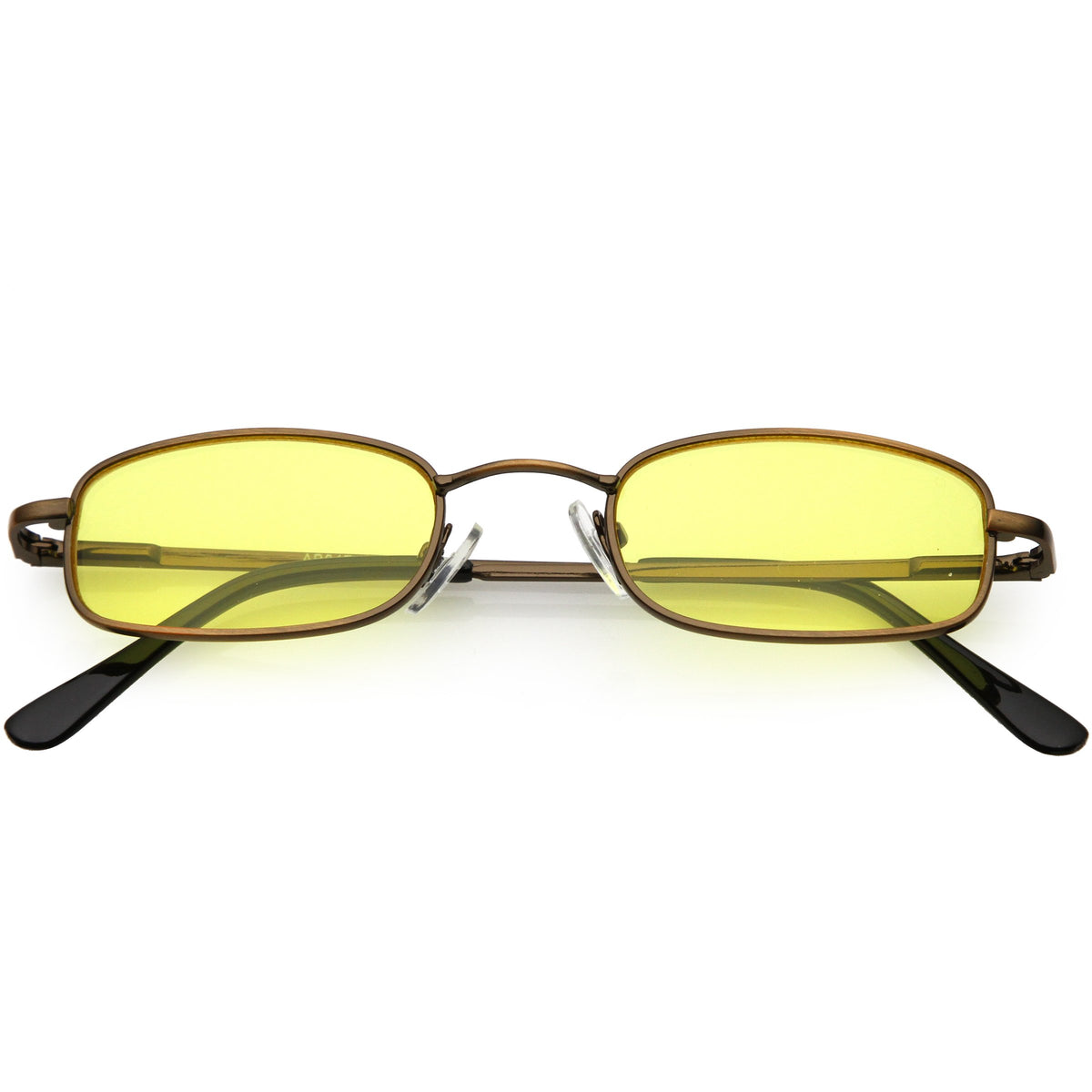 Retro 1990s Small Rectangle Color Tone Metal Sunglasses Zerouv 