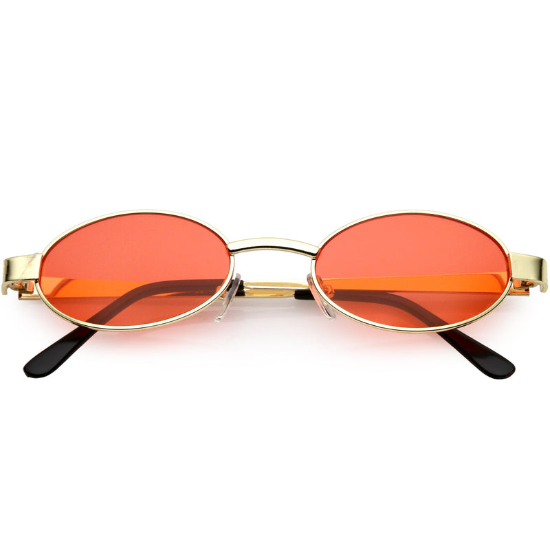 Retro 1990s Small Color Tone Oval Metal Sunglasses Zerouv 