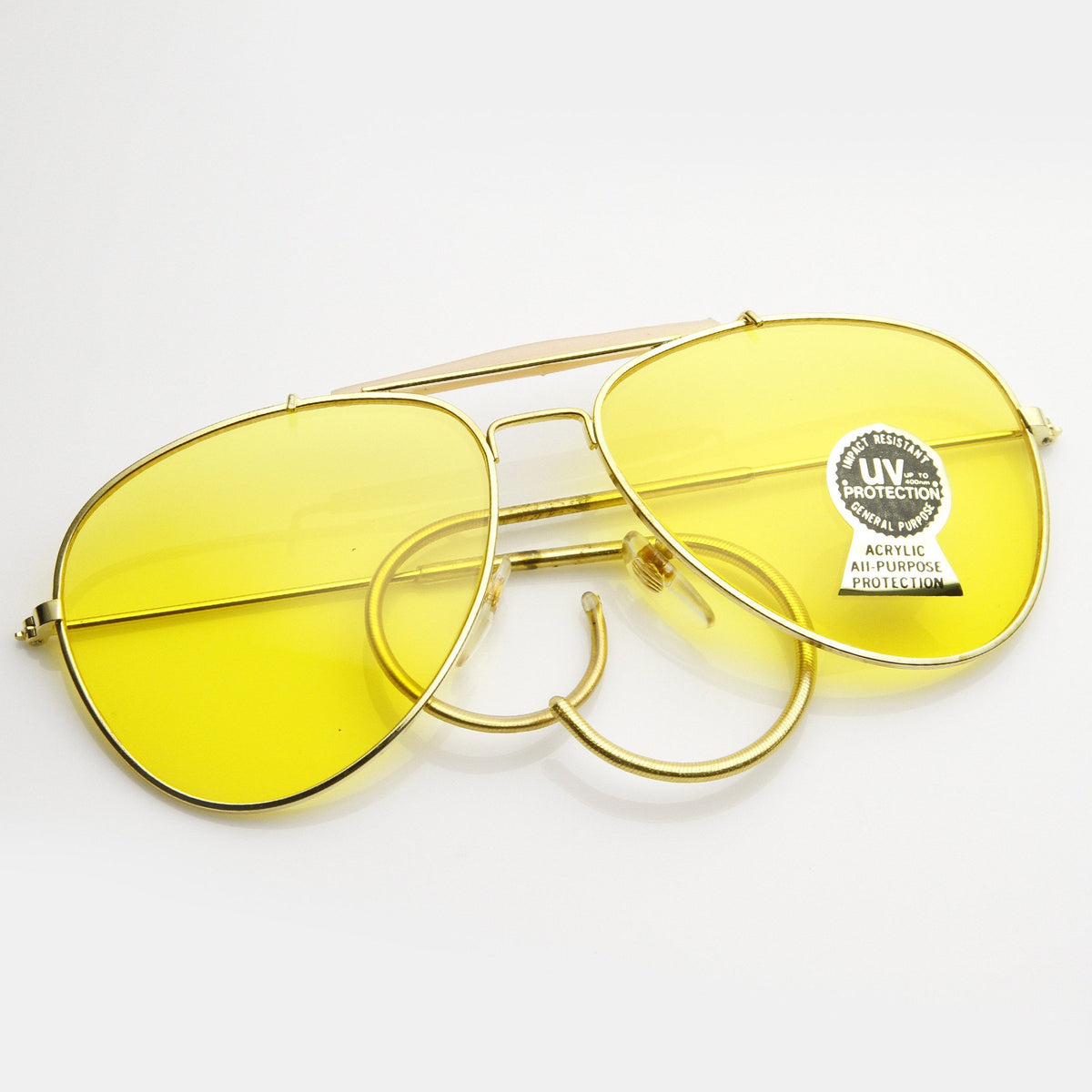 True Vintage Aviator Sunglasses Yellow Driving Lens - zeroUV