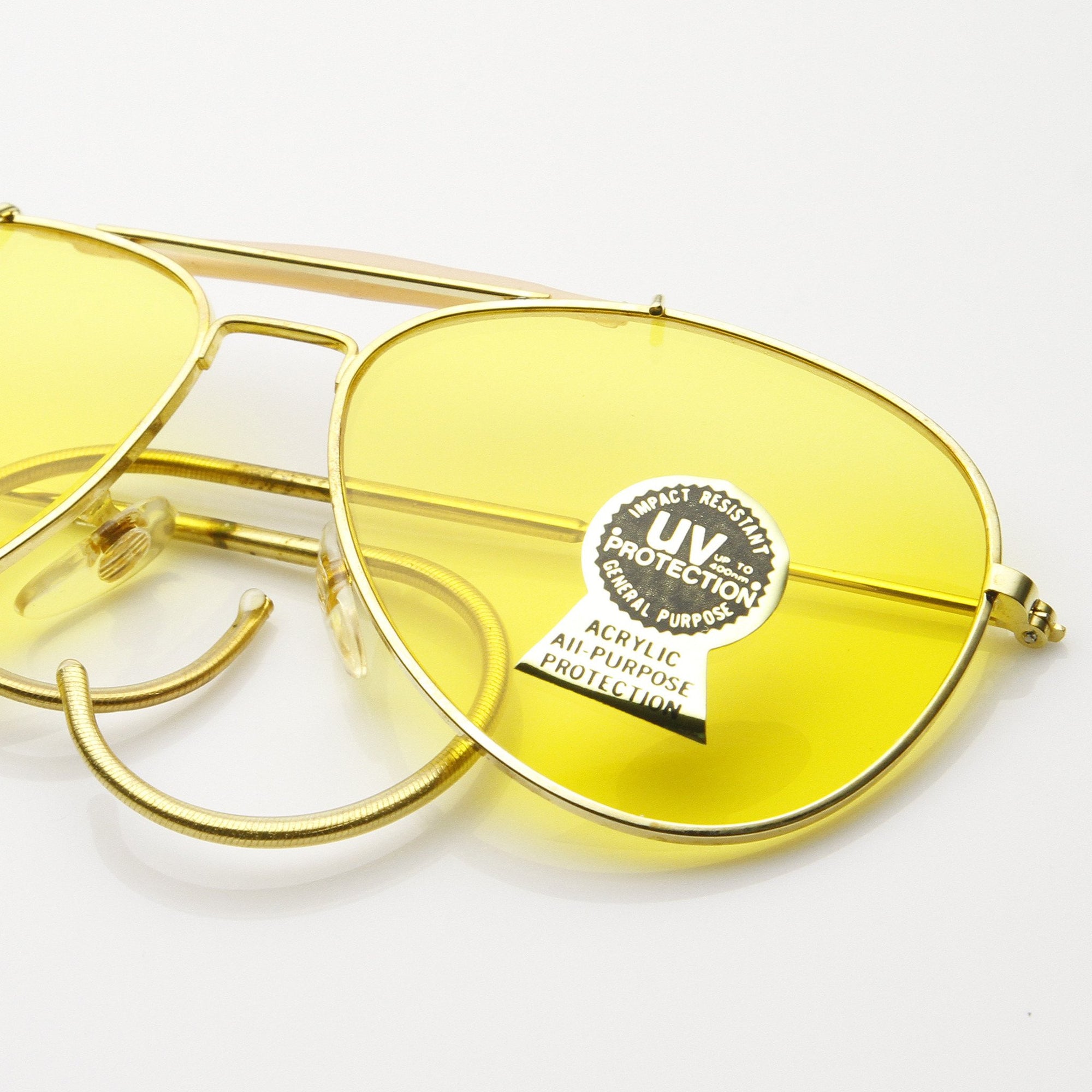 True Vintage Aviator Sunglasses Yellow Driving Lens Zerouv 