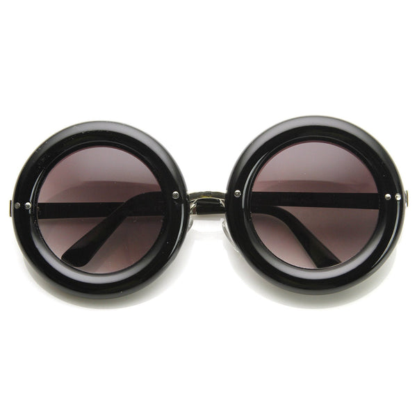 Unique Womens Thick Donut Round Retro Sunglasses - zeroUV