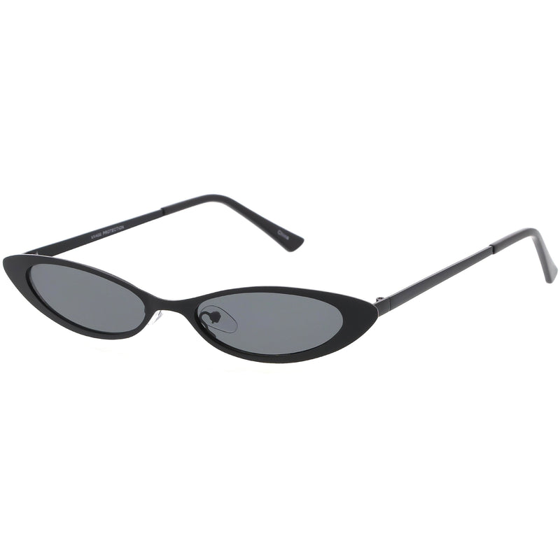 Retro 1990s Small Slim Flat Lens Metal Cat Eye Sunglasses Zerouv 