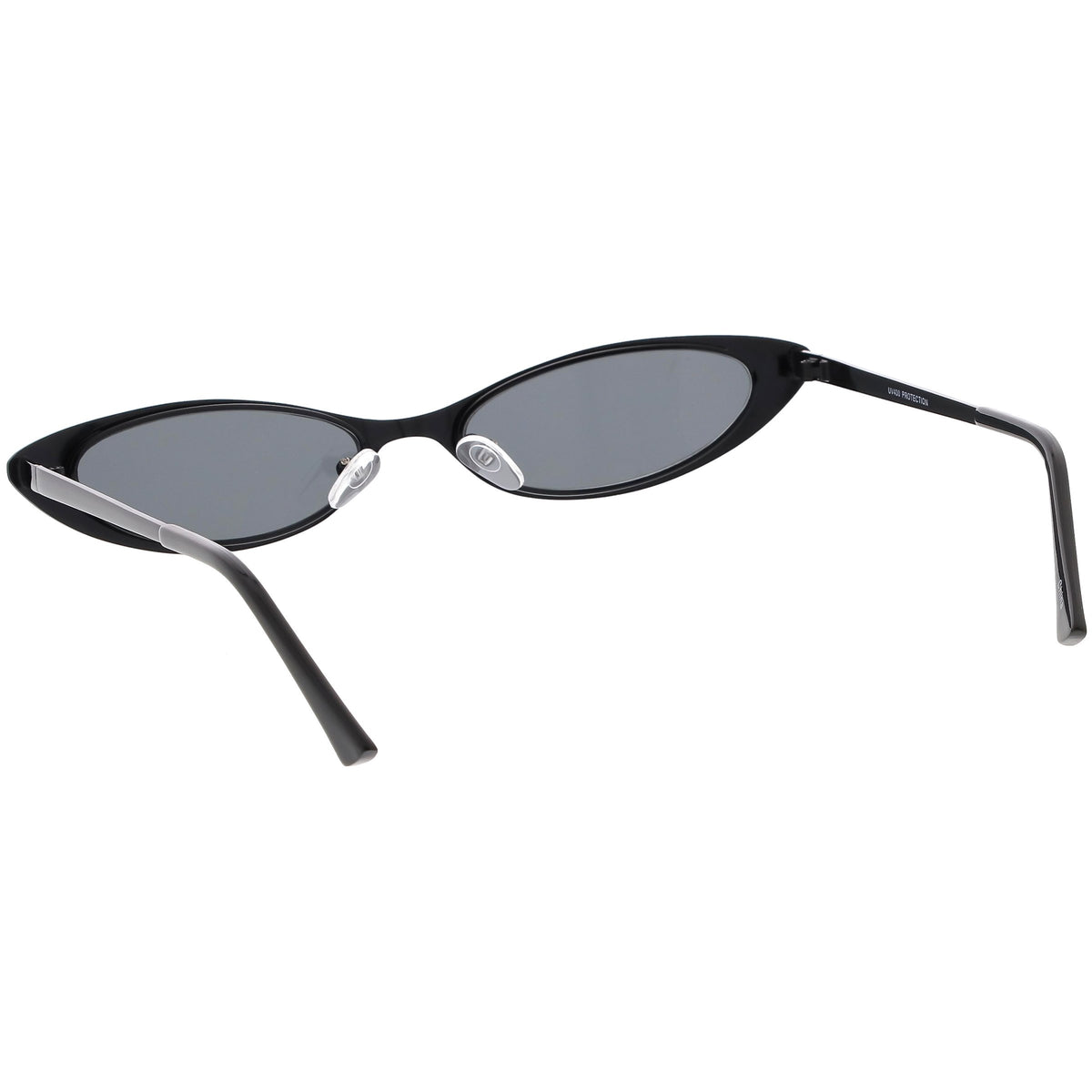 Retro 1990s Small Slim Flat Lens Metal Cat Eye Sunglasses Zerouv 