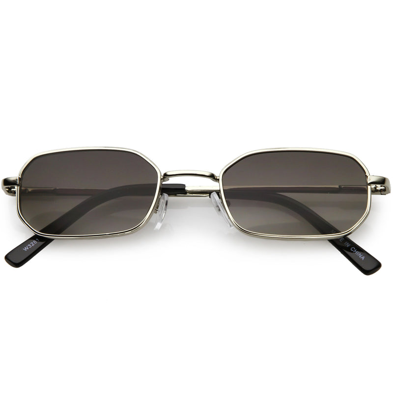 Retro Small 1990s Rectangle Flat Lens Metal Sunglasses Zerouv 