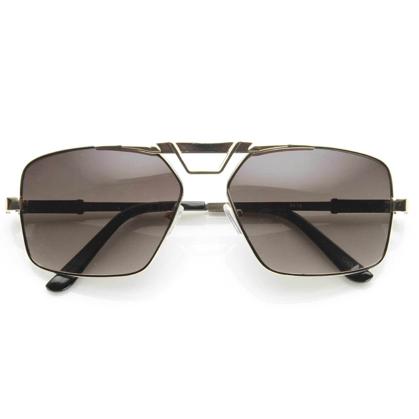 Modern Mens GQ Large Square Metal Aviator Sunglasses zeroUV