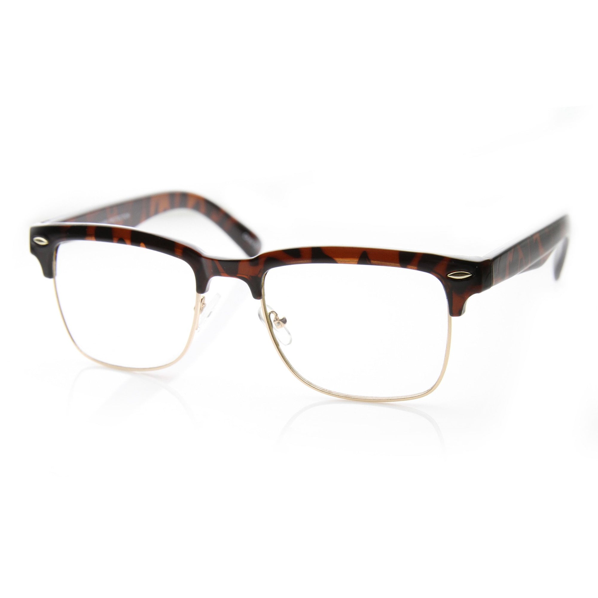 Vintage Inspired Clubmaster Half Frame Glasses Zerouv 