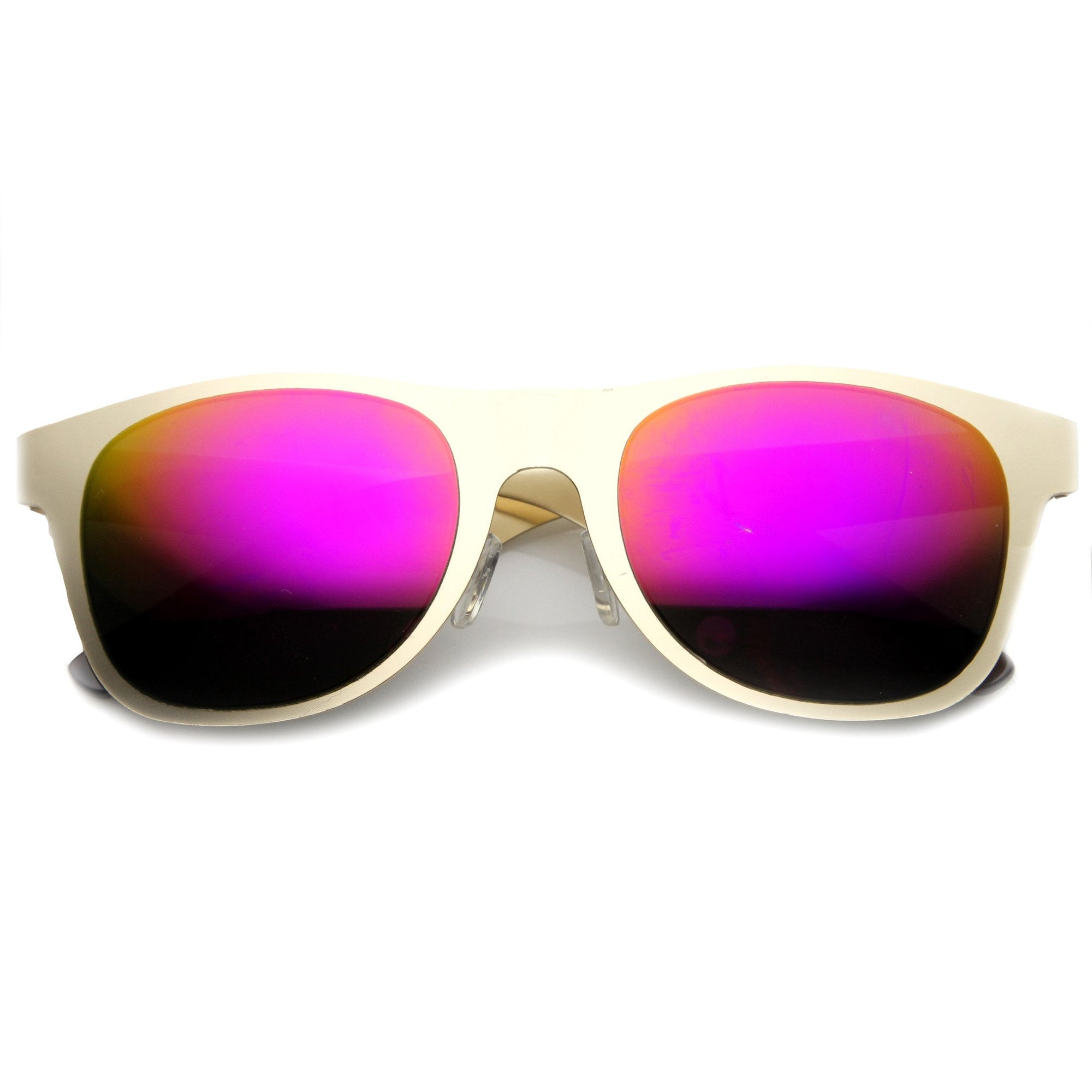 Modern Flat Mirror Lens Horned Rim Sunglasses - zeroUV