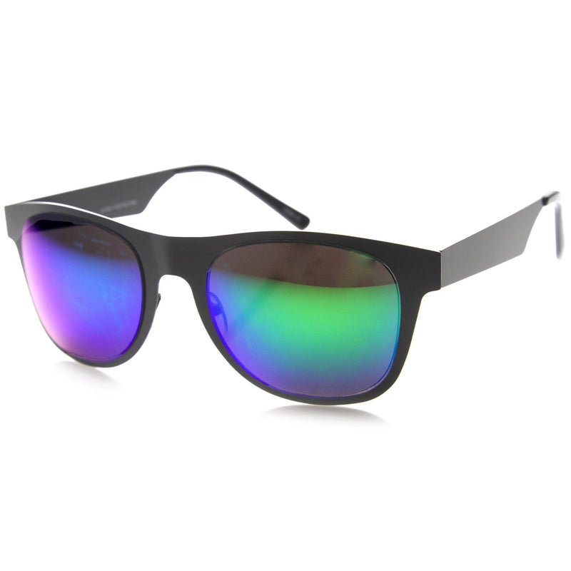Modern Laser Cut Flat Metal Revo Mirror Lens Sunglasses - zeroUV