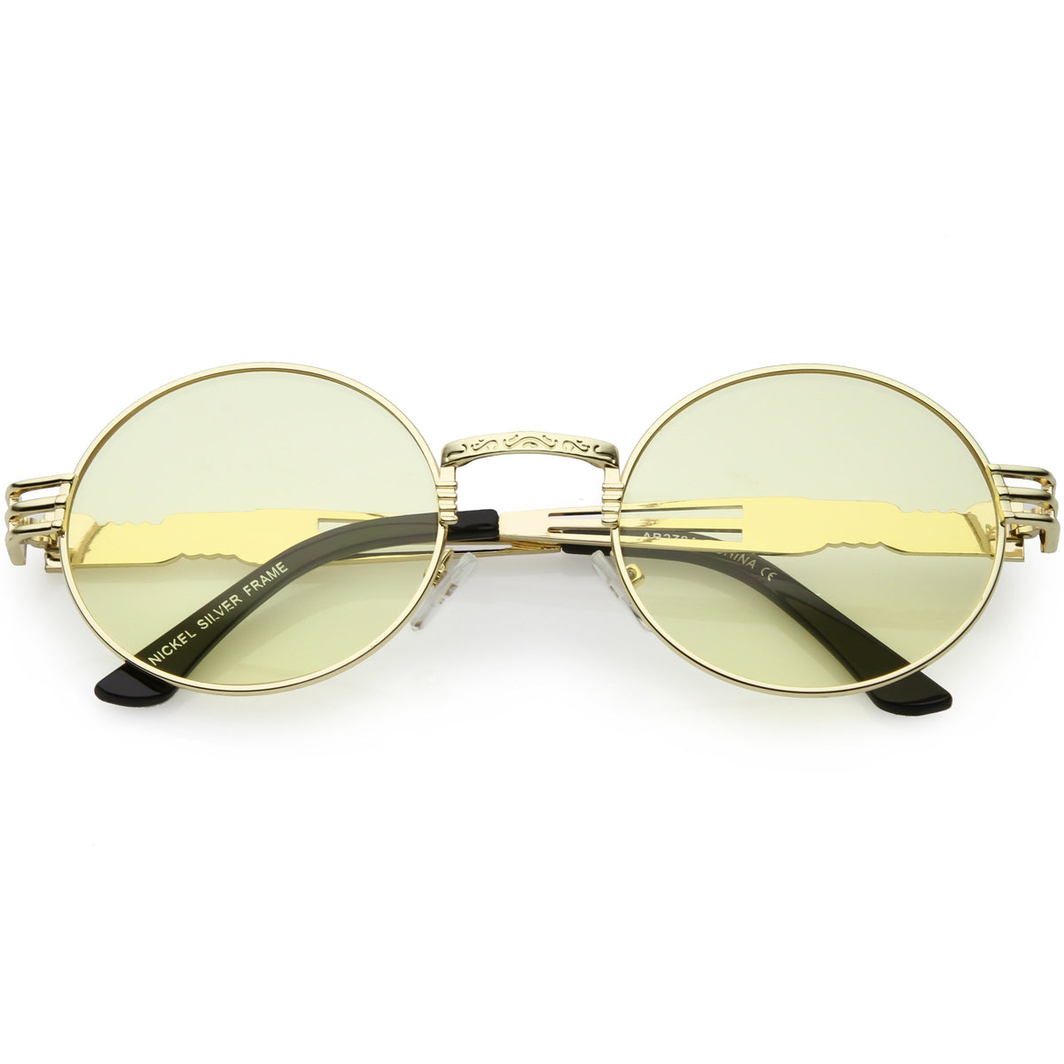 Retro 1990s Oval Steampunk Flat Lens Sunglasses Zerouv 