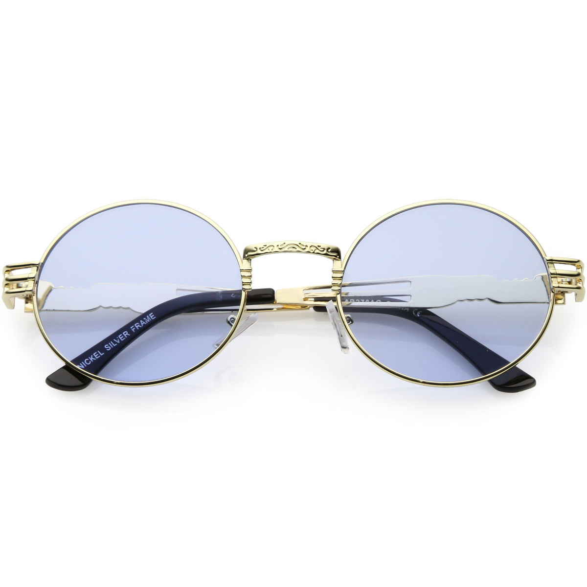 Retro 1990s Oval Steampunk Flat Lens Sunglasses Zerouv 