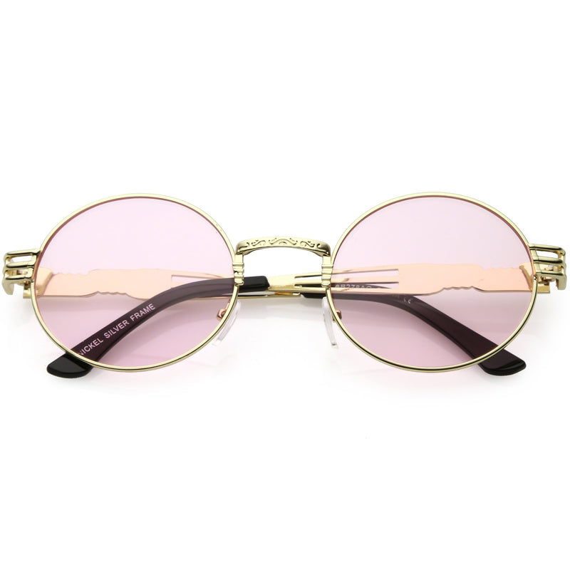 Retro 1990s Oval Steampunk Flat Lens Sunglasses Zerouv 