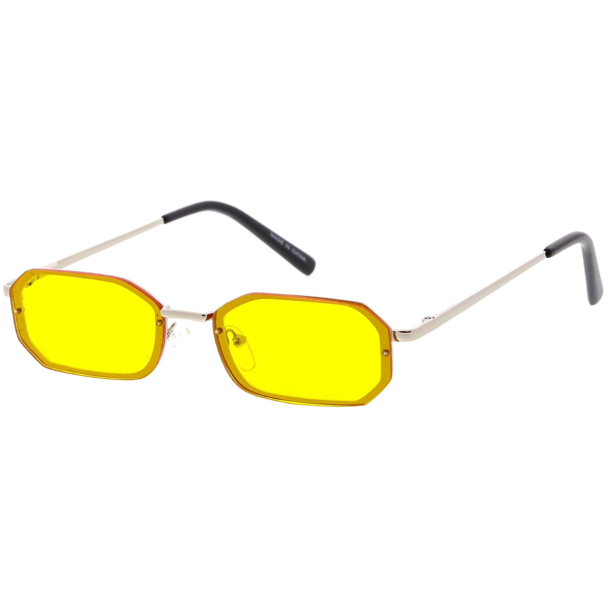 Retro 1990s Jewel Cut Small Rectangle Color Tone Lens Sunglasses Zerouv 