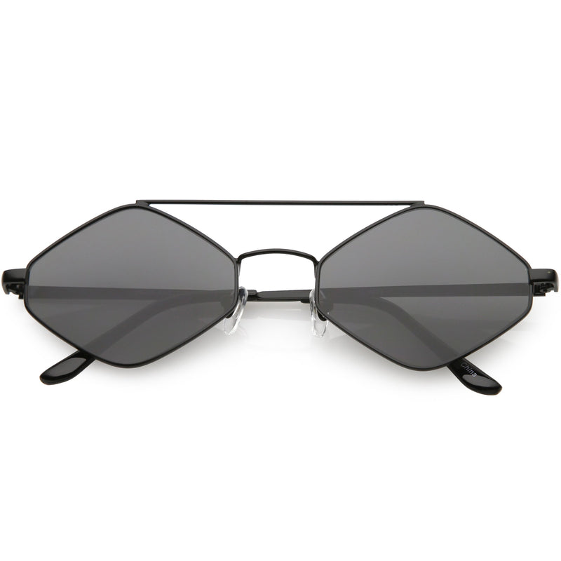Retro Geometric Hexagon Diamond Shaped Flat Lens Sunglasses - zeroUV