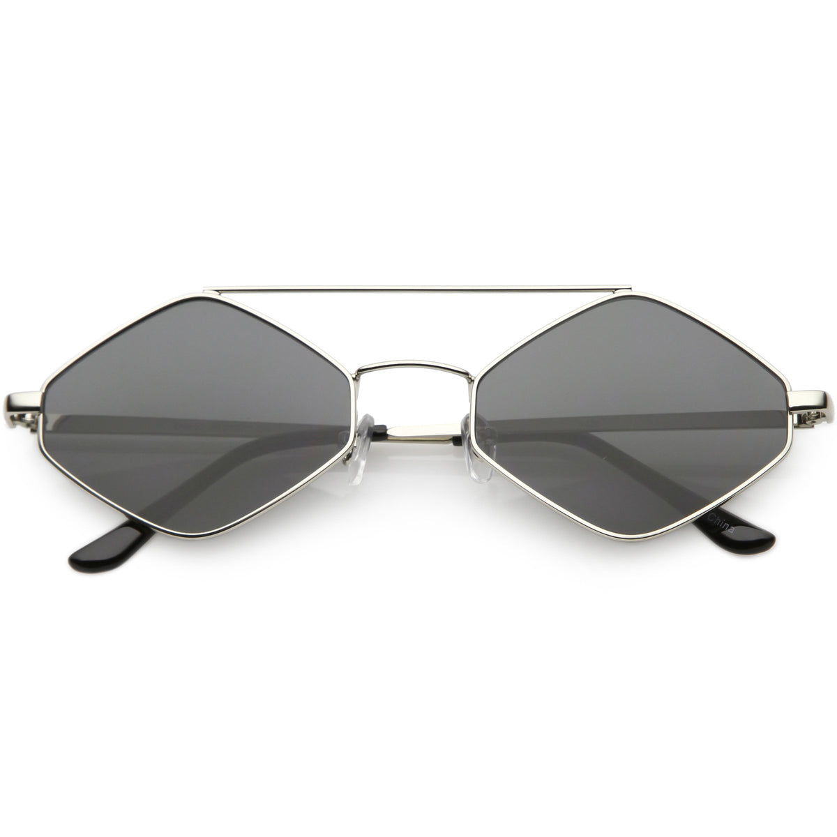Retro Geometric Hexagon Diamond Shaped Flat Lens Sunglasses - zeroUV