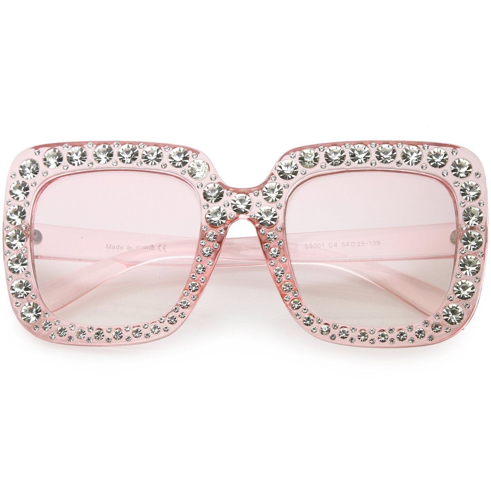 Women S Oversize Glamorous Crystal Rhinestone Square Sunglasses Zerouv