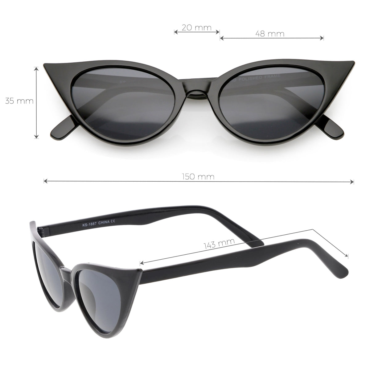 Women's Retro 1950's High Tipped Cat Eye Sunglasses - zeroUV