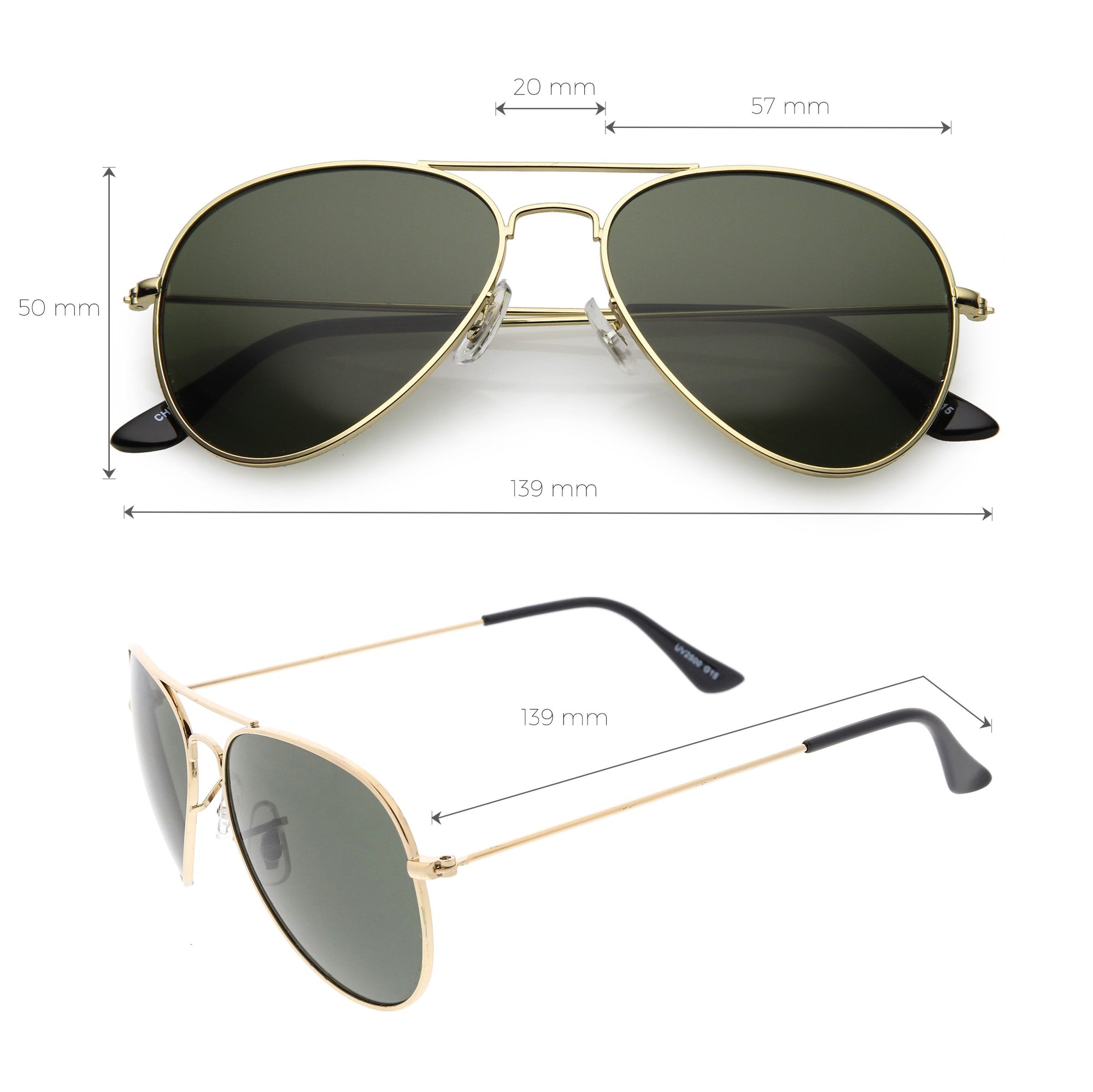 Original Classic Metal Military Aviator Sunglasses - zeroUV